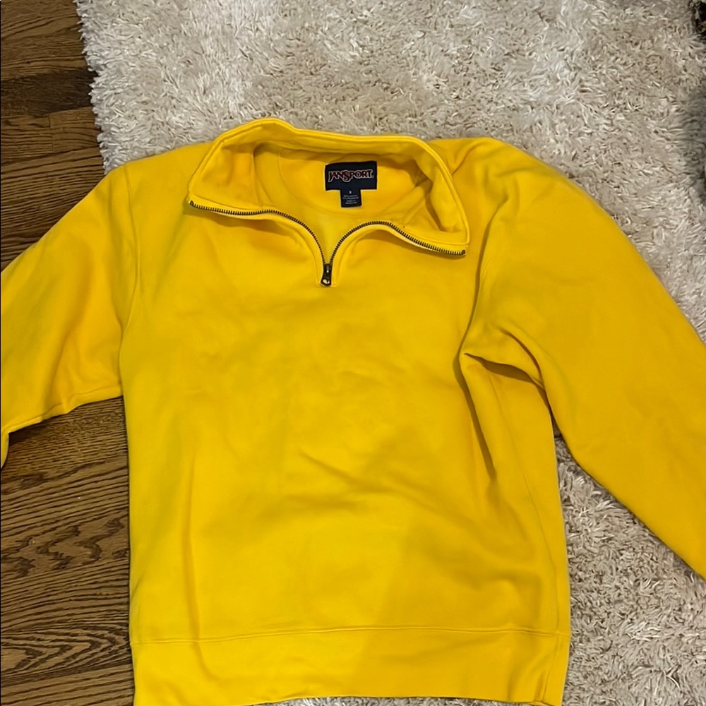Jansport Yellow Zip Up Sweater Vibrant Casual Style